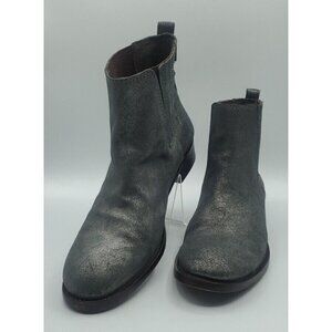 Tory Burch Wade Chelsea Gray Silver Shimmer Leather Ankle Boot Women's 9M /40
